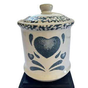 Corell Country Blue Hearts Kitchenware Canister Small 5" Grandma Core, Country